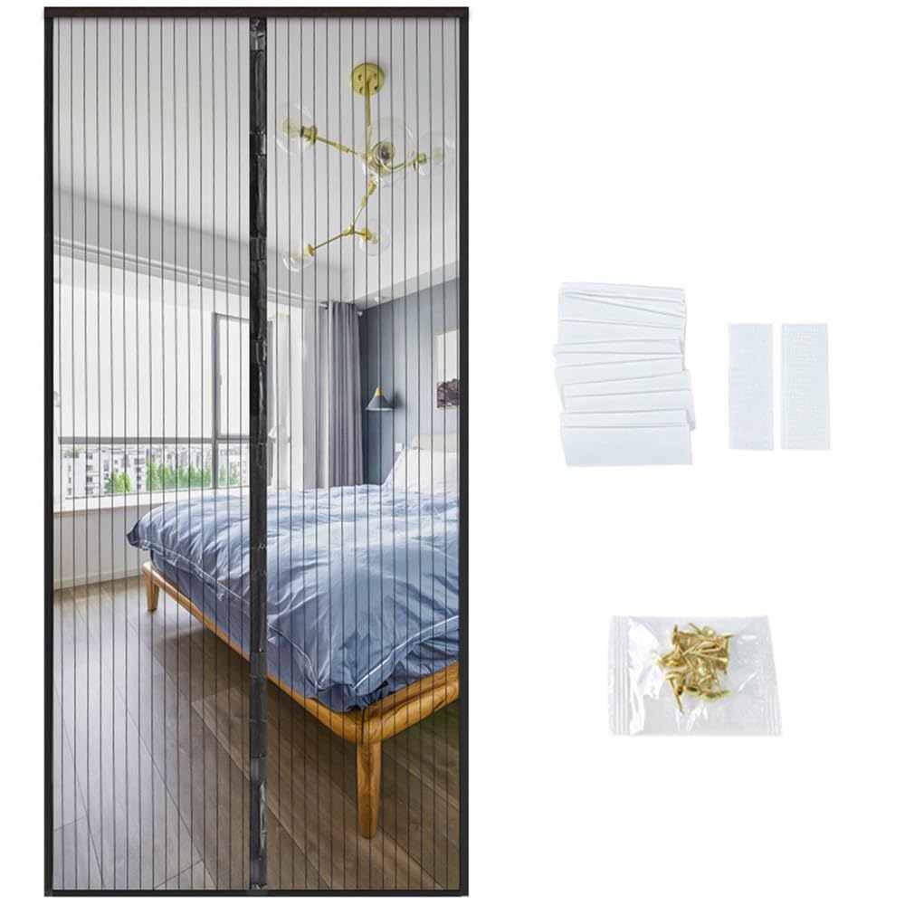 magnetic screen door, fit for door size:around 36” x 82“,39" x 83" self seeling door screen,keep bugs out screen door, let cool breeze in, pet and kid friendly, works with various doors(l)