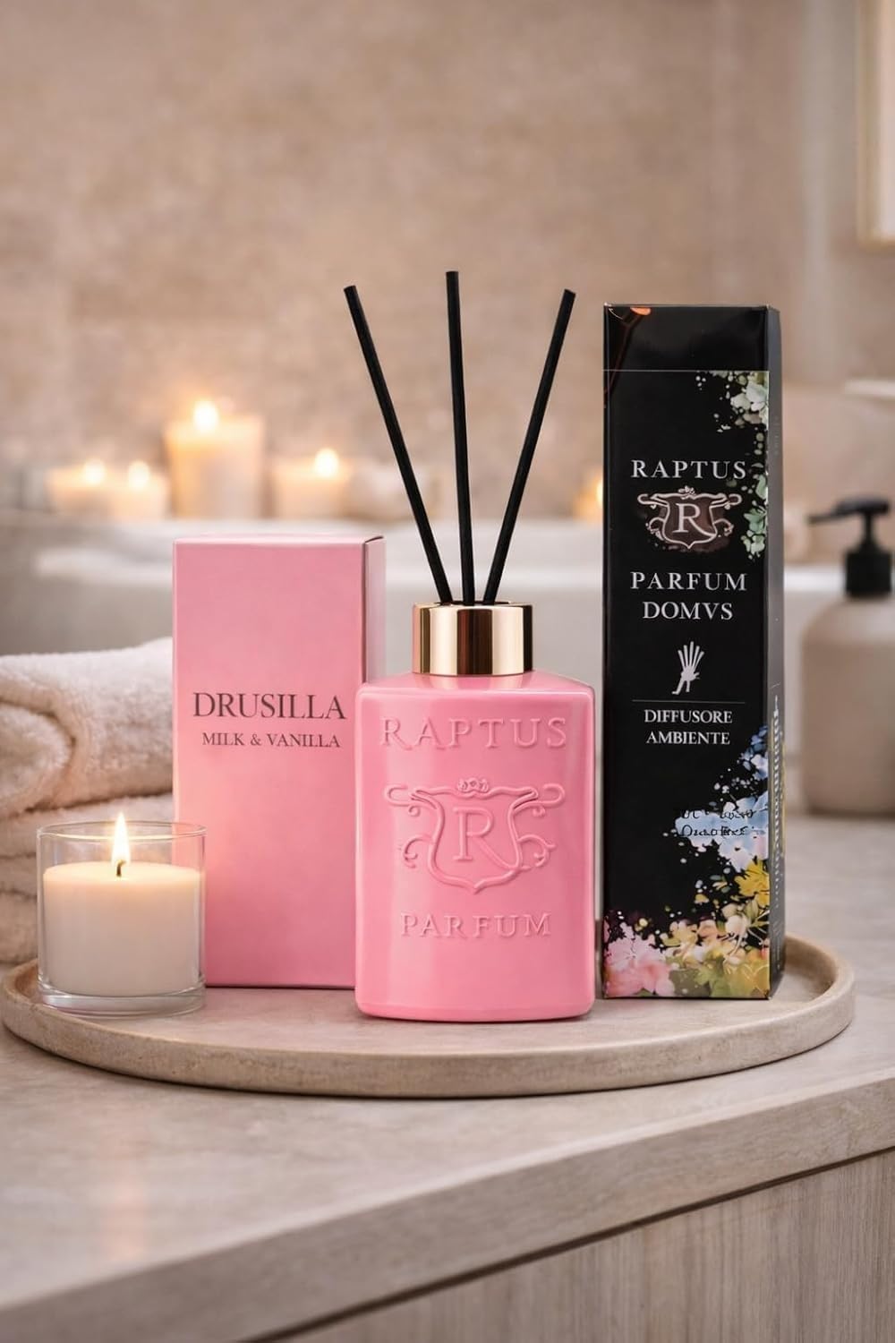 Profumatore Ambiente con Bastoncini RAPTUS 300 ml – Diffusore Fragranza per Casa, Bagno, Camera e Ufficio – Lunga Durata (Drusilla) - 2