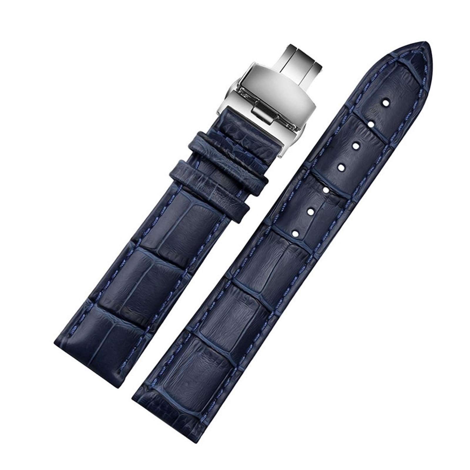 Générique NASUNJIA Bracelet en cuir véritable couleur bleu foncé bracelet de montre fermoir papillon taille 16mm 18mm 20mm 21 22mm 23mm