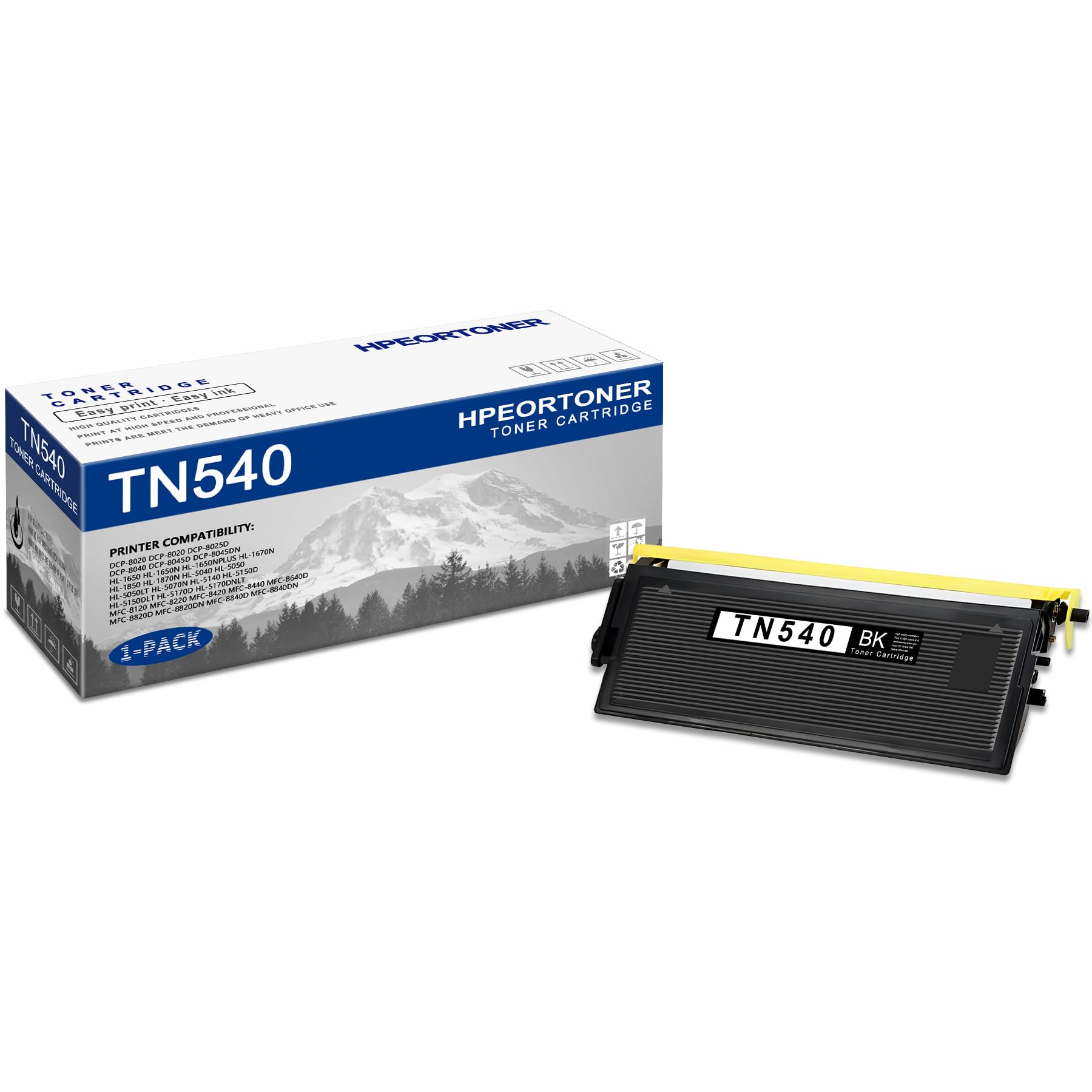 1 PK TN540 Black Toner Cartridge 4,500 pages High-Yield Compatible, TN540, Replacement for Brother DCP-8020 DCP-8025D HL-1850 HL-5040 HL-5050 HL-5140