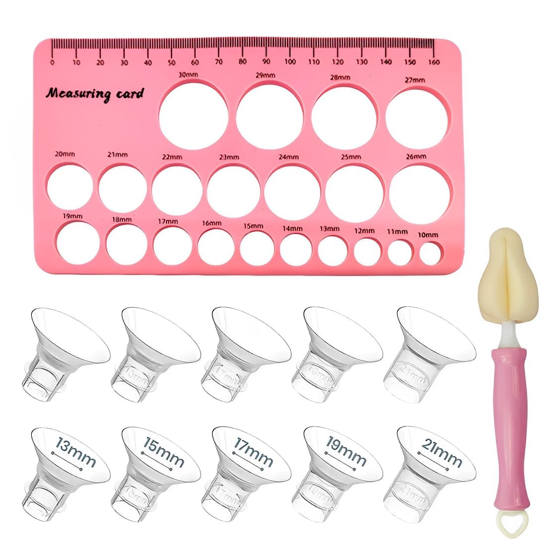 GXGM 10 Piezas insertos de brida de 13/15/17/19/21mm para reborde de 24mm escudo de la mayoría de los extractores, sin BPA, compatibles con KISSBOBO/Jheppbay/Bellababy/Nuliie sacaleches/Momcozy