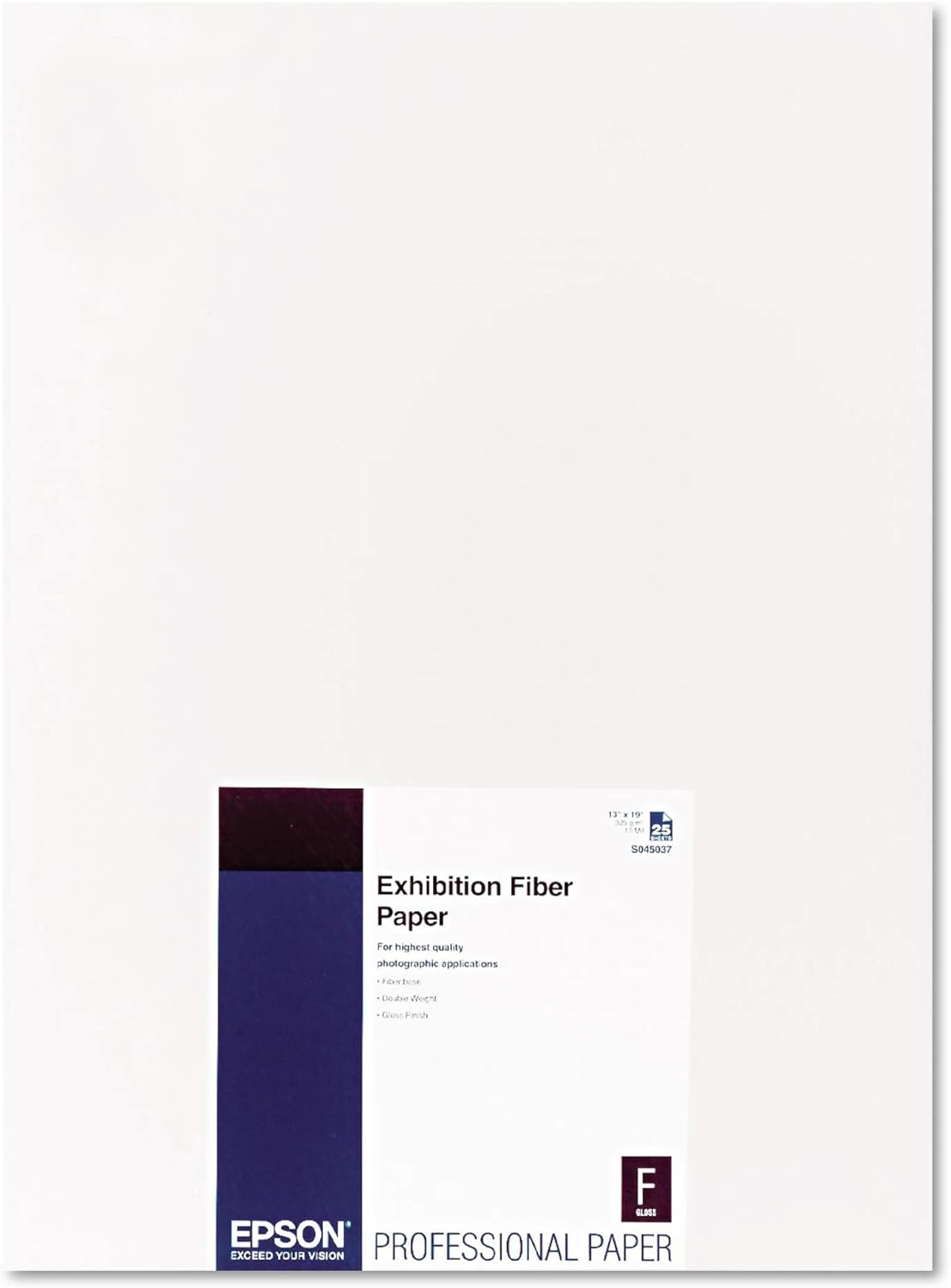 Epson Exhibition Fiber Paper, Micro Porous Smooth Gloss, 13 x 19, White, 25 Sheets
