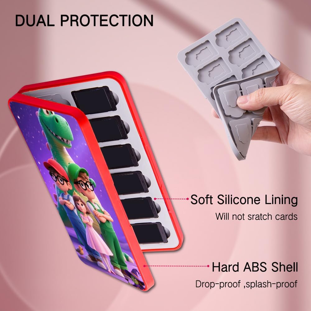 PERFECTSIGHT Cute Switch Game Card Case for Nintendo Switch 2 2025 / Lite/ OLED, 24 Game Holder Cartridge Case for Game Cards and 48 SD Cards, Kawaii Portable Compact Storage Box, Bros - Image 5