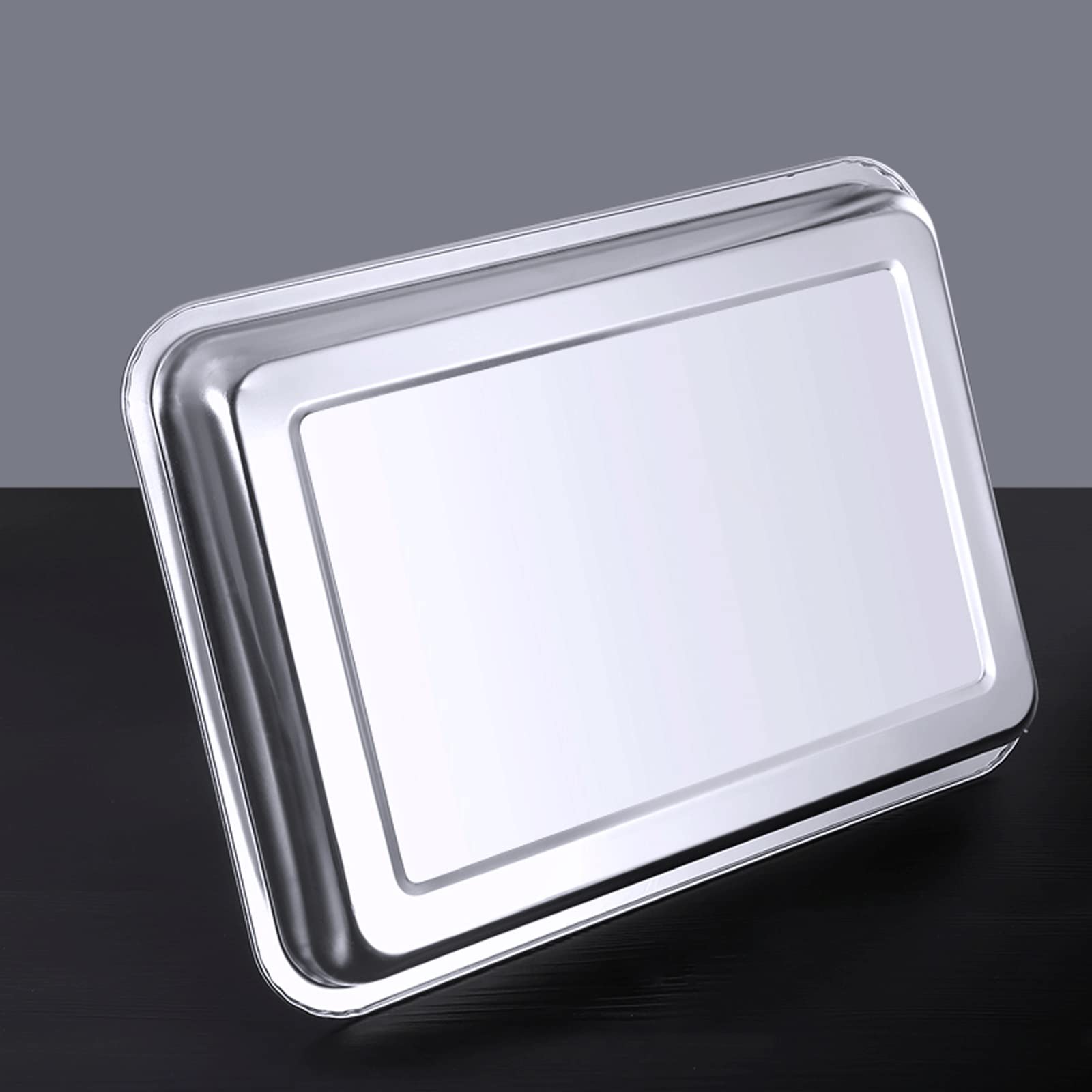 Foodservice Vassoio Vassoio in Acciaio Inox Vassoio Alimentare Rettangolare Specchio Decorativo Vassoio Posate a Specchio for Serving Vassoio per Feste, Tavolo, Cucina