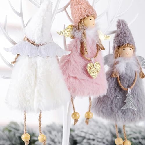 Miniatura 4 de FZBNSRKO Colgante de muñeca de ángel de 3 piezas, colgante de árbol de Navidad, ángel colgante de muñeca de Navidad para fiesta de Navidad, Año