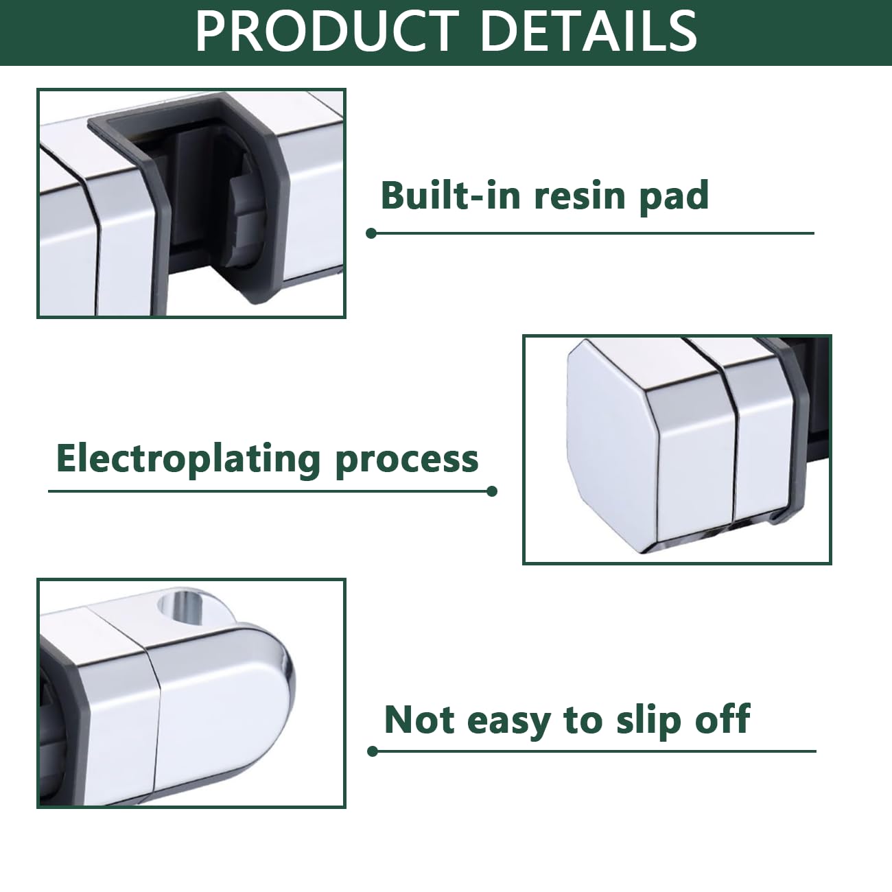Shower Head Holder for 18mm Width Riser Rail, Adjustable Shower Rail Rod Clamp Holder Bracket - Image 2