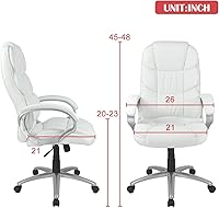 Vista 2 de Silla de escritorio ergonómica giratoria para oficina en casa, silla de escritorio de altura ajustable, respaldo alto, silla de computadora de piel
