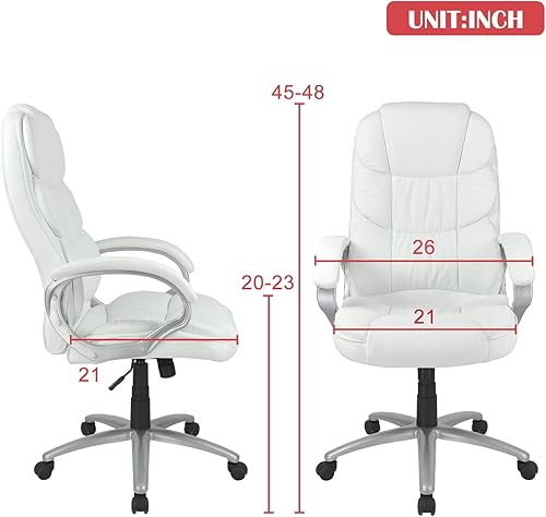 Miniatura 2 de Silla de oficina ejecutiva de piel sintética con soporte lumbar, moderna silla de escritorio ergonómica ajustable con respaldo alto para oficina en