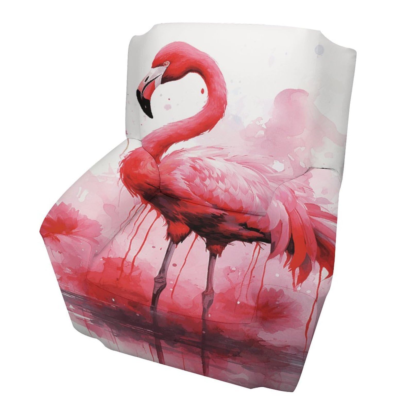 Fodpand Style Flamingo Watercolor Sofa Cover Soft 1 Seater Sofa Slipcover For Pets Washable,Couch Cover With Elastic Straps Furniture Protector
