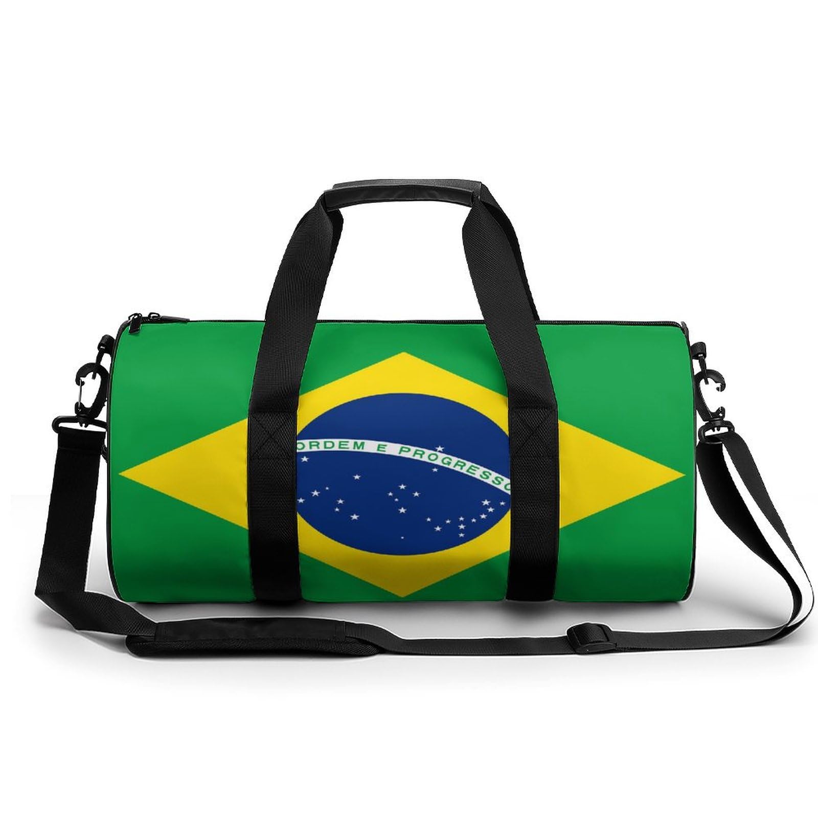 Brazil Flag Large Gym Duffel Bag with Wet Pocket for Men Women Travel Workout