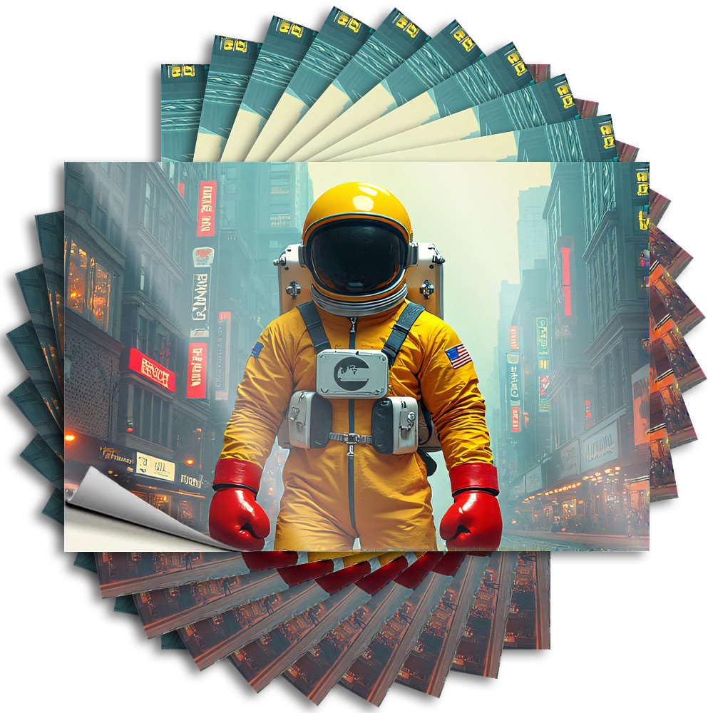 Decal Guest Custom Stickers, Door Waterproof Astronaut in Futuristic Cityscape for Hydro Flask | Coffee Vinyl Decals for Teens Holiday Gift(12X18CM)