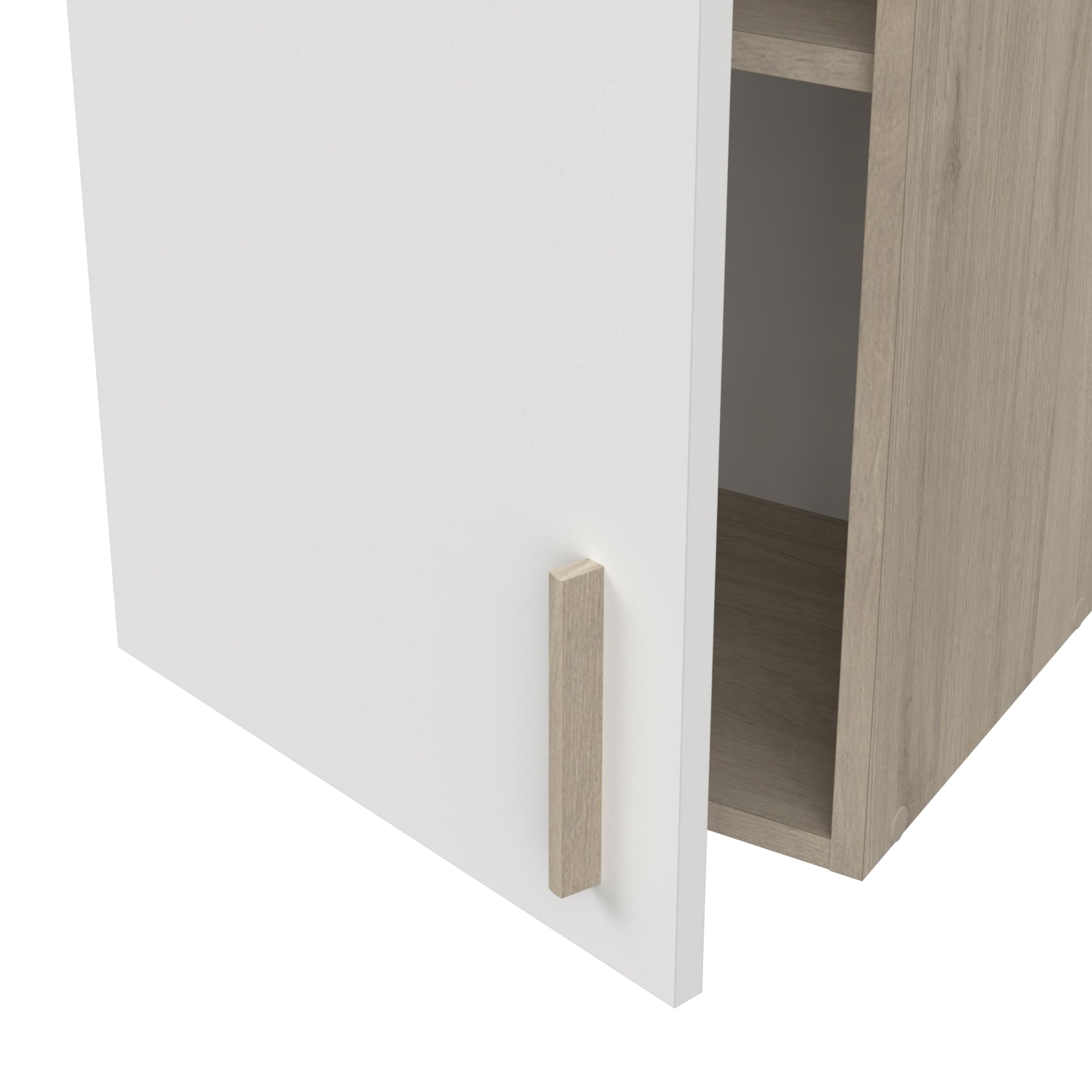 Meuble Haut de Cuisine Modulable 1 Porte - Cuisine Complete ‟ORIGAN” – Coloris Blanc Mat & Chêne - 40 x 30 x 70 cm
