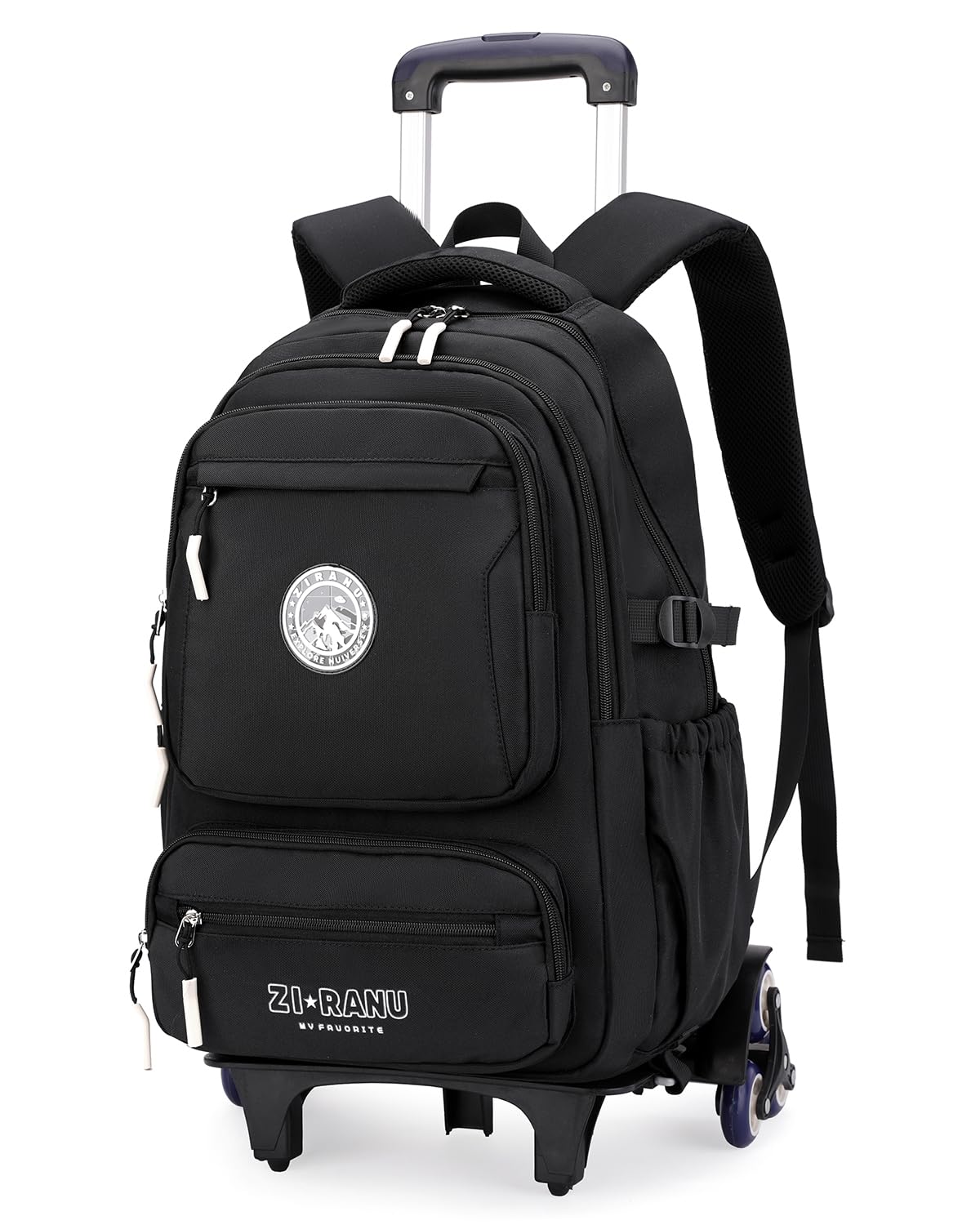 Tanou Zaino Trolley per Ragazzi, Capiente per Scuola Media e Superiore, 30L | Zaini Impermeabile con Ruote, Daypack Casual con Carrello Staccabile per la Scuola e Viaggi, Nero