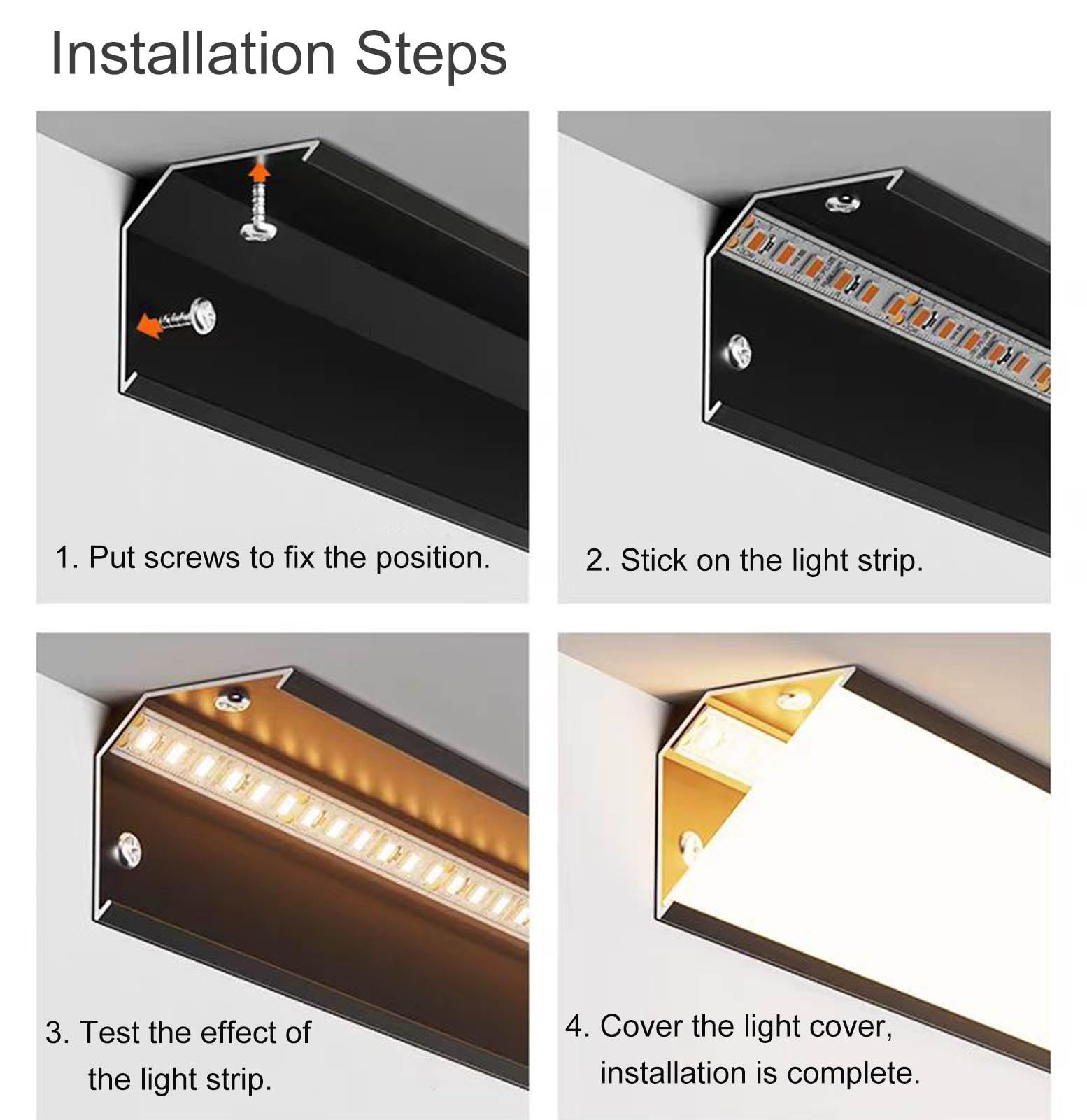 Profili per Strisce Led Cornice per Soffitto con Binario LED Nero, Illuminazione a Corona, Canale in Alluminio per Illuminazione Indiretta a LED con Diffusore, Cornicione Decorativa(98.4ft/30m)