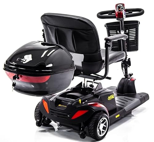 Universal Mobility Scooter Storage Box, 38 x 40.6 x 28 cm, Gloss Black, with Keys and Reflector