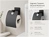 Kare Kapaklı Tuvalet Kağıtlığı Siyah, Yapışkanlı ve Vidalı Montajlı Metal WC Kağıtlık, Modern Banyo Tuvalet Kağıdı Askısı