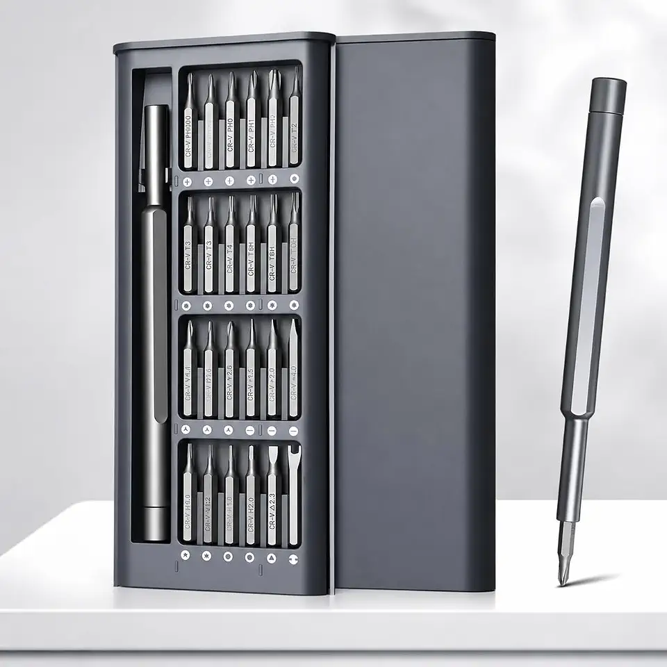 Kit Chaves de Precisão 24 em 1 Premium Magnéticas – Aço S2 Ultra Resistente, Case Compacta Portátil, Ideal para Celular, Notebook, Console, Relógio, Drone e Eletrônicos