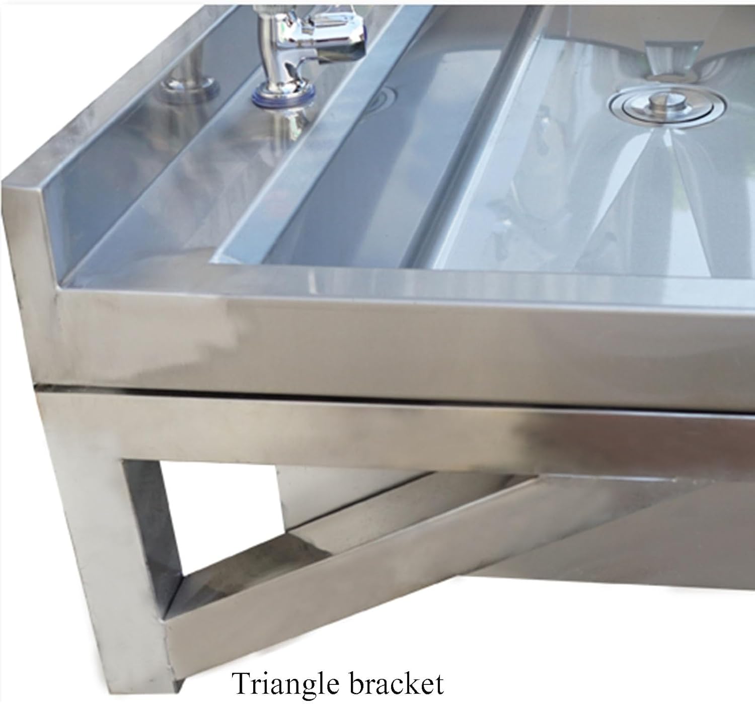 Wall Mounted Stainless Steel Sink Triangle Bracket Commercial Sink Single Sink with R-Corner Design Kitchen Sink Easy Installation Brushed Craftsmanship(120x40cm/47.2x15.7)