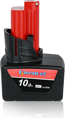 Qwenoer Reemplazo de batería de alto rendimiento de 12 V 10 Ah para batería Milwaukee M12 48-11-2411 48-11-2420 48-11-2401 48-11-2402 48-11-2401