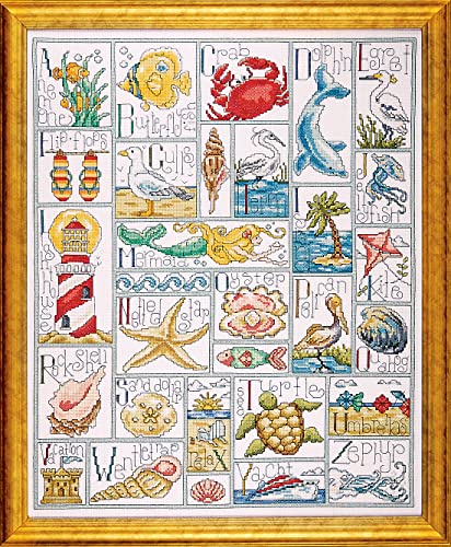 Tobin 14 Count Ocean ABC Counted Cross Stitch Kit, 16 by 20-Inch, 16"x20" 14 Count, By the yard