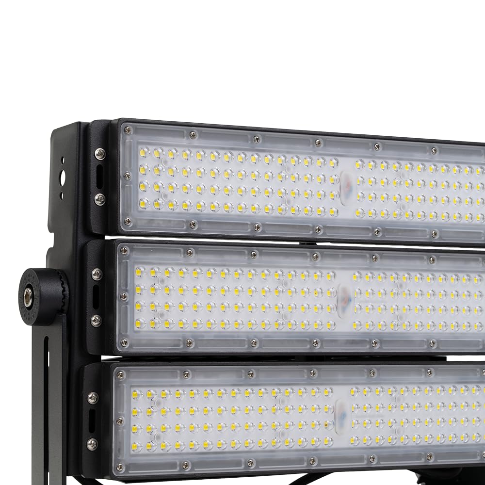 4x LED Außenstrahler 300W 5000K Neutralweiß 39000lm, IP66 Wasserdicht, IK10 Flutlicht Strahler für Stadionbeleuchtung Baustelle Sportplatz, robuste Industrieleuchte für außen