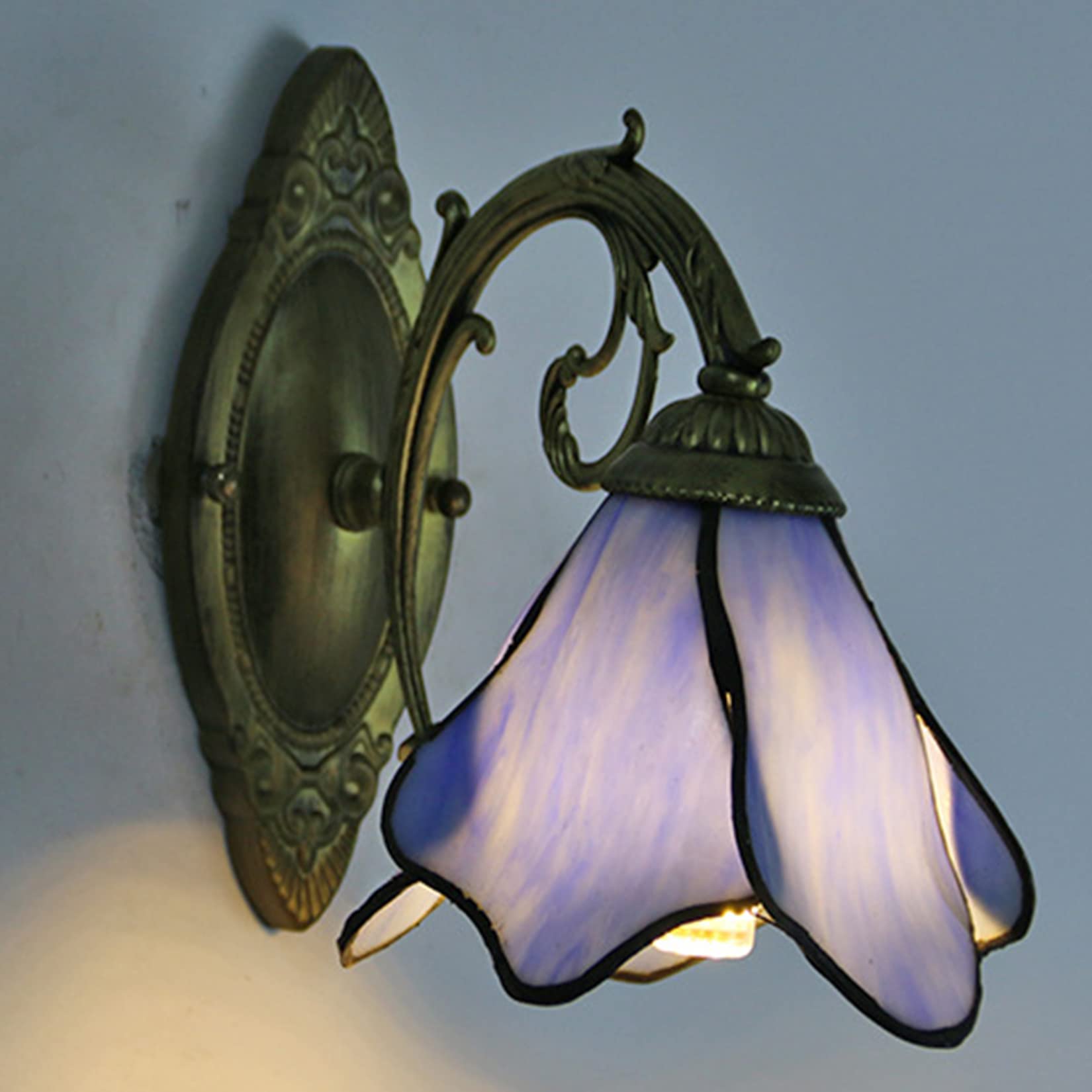 SXWNBIFH Wall Lights Sconces ﻿ Vintage Colored Glass Wall Sconce Tiffany Style Antique for Living Room Bedroom Corridor-Green Green(Bule)
