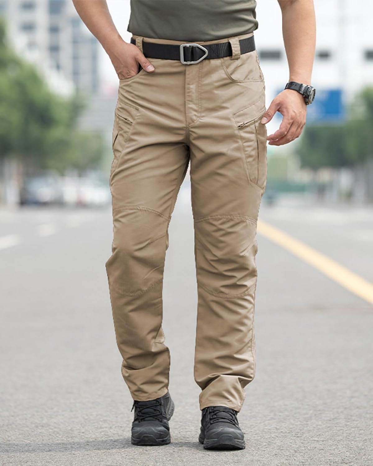 Men's Stretch Tactical Pants Waterproof Ripstop Fabric Cargo Pants Lightweight Casual Hiking Outdoor Work Pants (No Belt) - Image 6