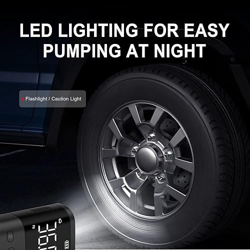 Miniatura 9 de Tire Inflator Portable Air Compressor,DC 12V Small Pump for Car Tires,150PSI Electric with Digital Pressure Gauge,LED Light Motorcycle Bike