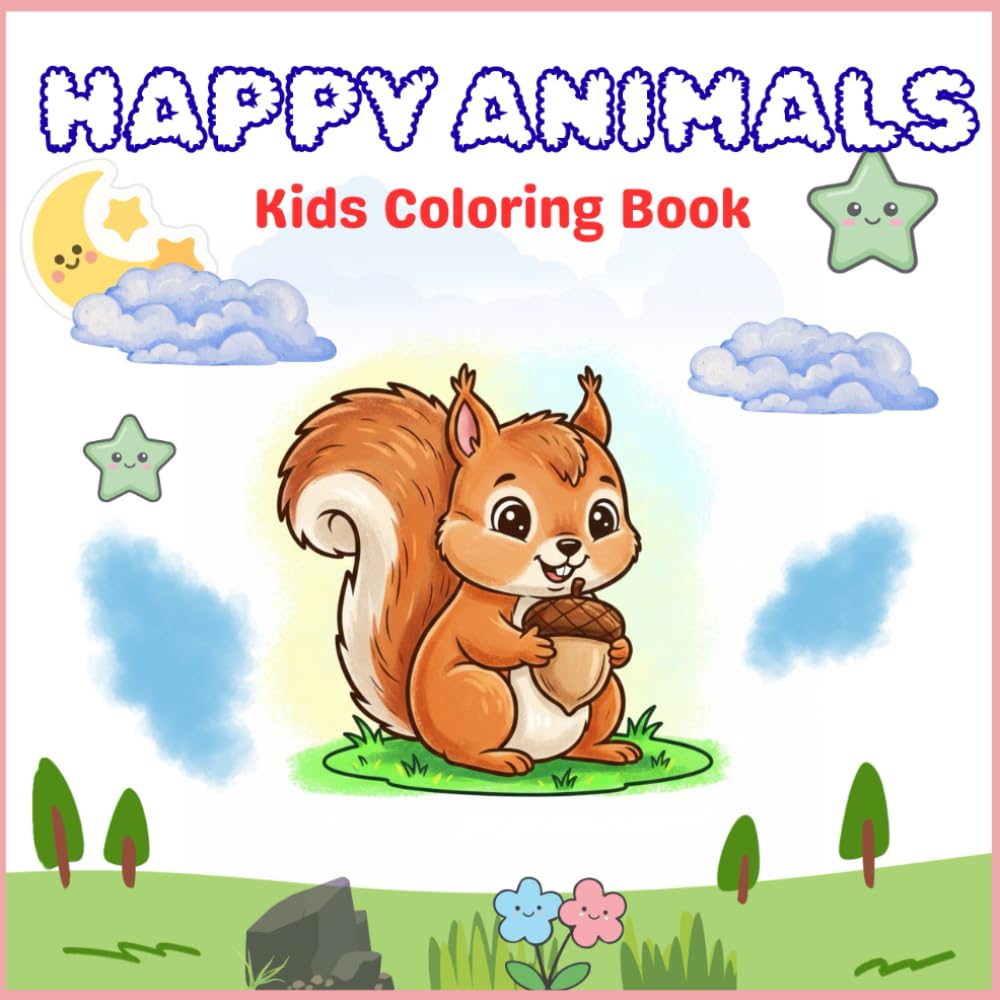 HAPPY ANIMALS: Kids Coloring book