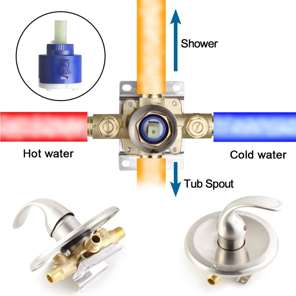 Top Rated Dual-Function Shower Faucet Set with Tub Spout Bath High Pressure 35 Setting Dual 2 in 1 Shower System with Handheld Shower Head 3-way Water Diverter Shower Trim Kit with Rough In Valve Brushed Nickel Amazon Crazy 🔥 Deals Dual-Function Shower Faucet Set with Tub Spout Bath High Pressure 35 Setting Dual 2 in 1 Shower System with Handheld Shower Head 3-way Water Diverter Shower Trim Kit with Rough In Valve Brushed Nickel