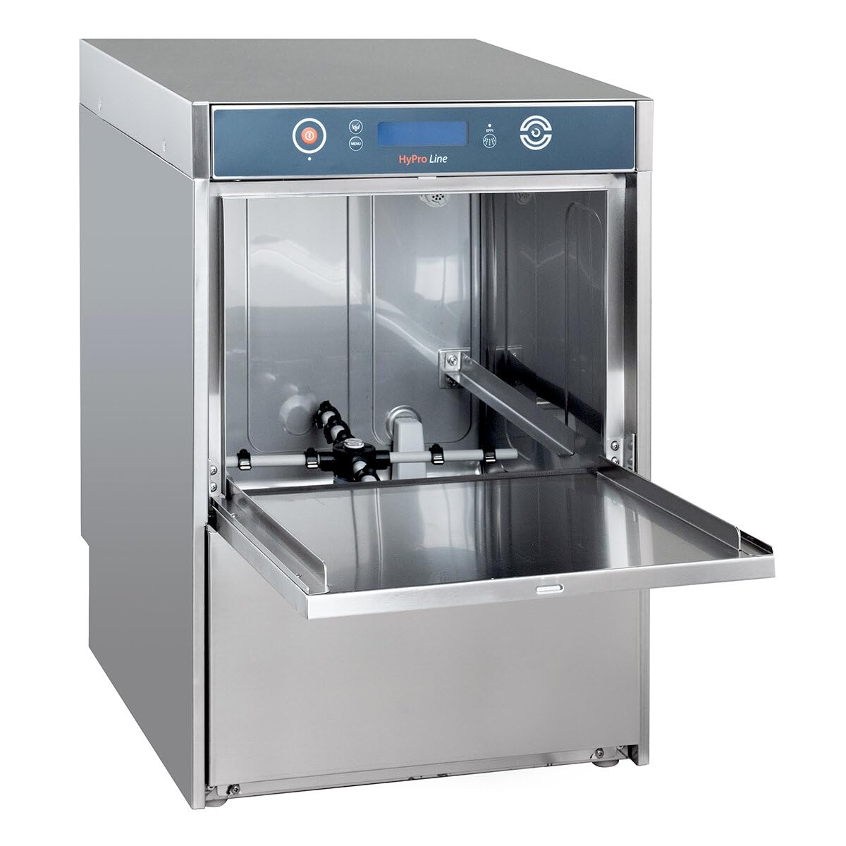 GastroHero Gläserspülmaschine, 40x40 cm, 230 V, Edelstahl HYPRO-GLSM40SL | 40 Körbe/Stunde, mit Ablaufpumpe & Drucksteigerungspumpe, Reiniger- & Klarspüldosierer, Made in Europe, 270 mm Einschubhöhe