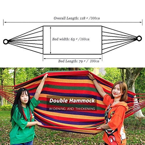 Happygo Double Camping Hammock With Tree Strap Metal Knot Large 2 Person Cotton Hammock With Ropes And Hooks For Swing Backyard Garden Patio Indoor Or Outdoor Backpacking #TOP5
