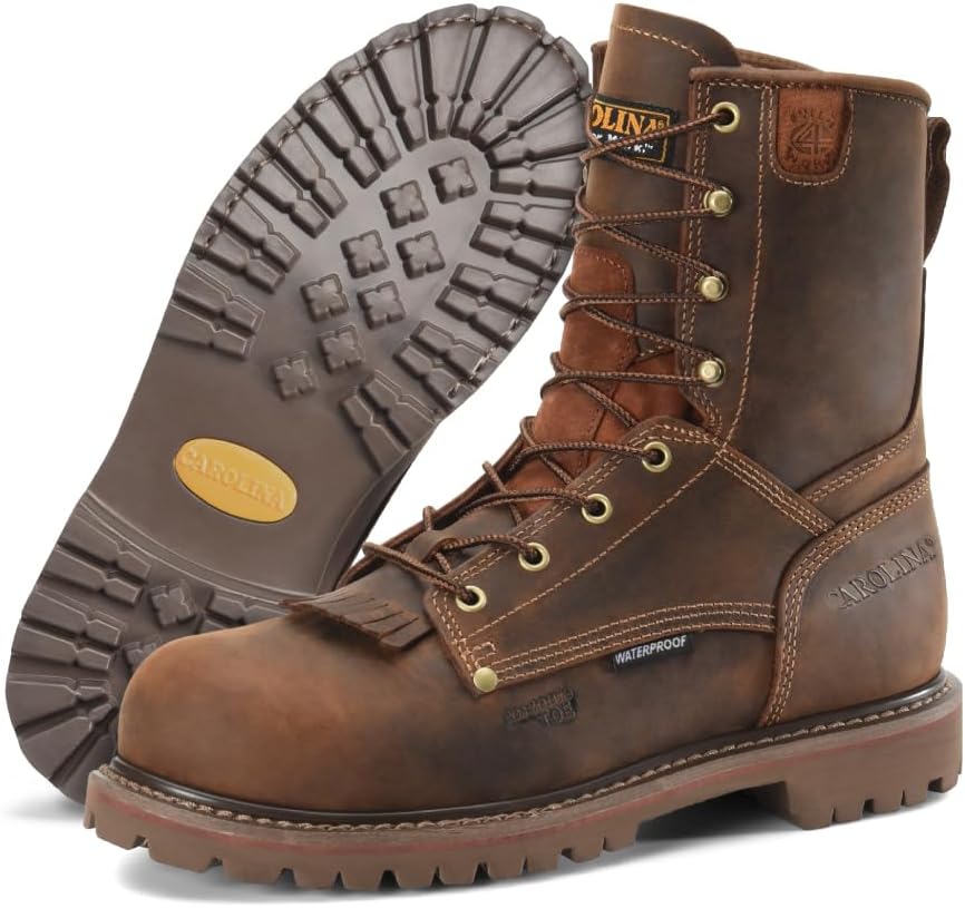Carolina 28 Series 8" Composite Toe Waterproof Work Boots for Men - Scubaliner Waterproof Protection - EH Rated Safety Shoes for Men - Removable Footbed & Work Shoes with Lug Outsole