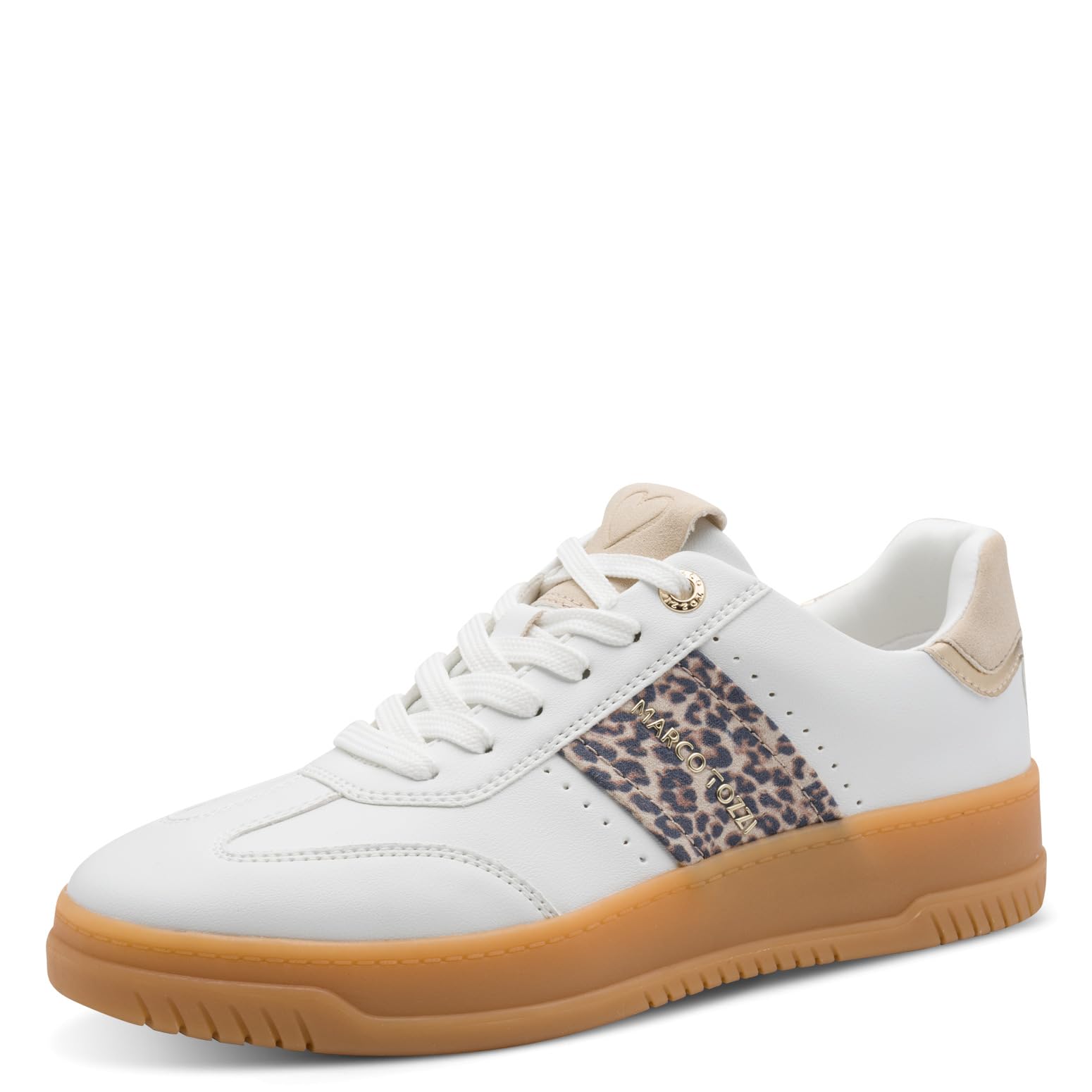 MARCO TOZZI Women Sneaker Soft Feel Me Footbed Soft Lining Fashionable, White (White/Leo), 5.5 UK