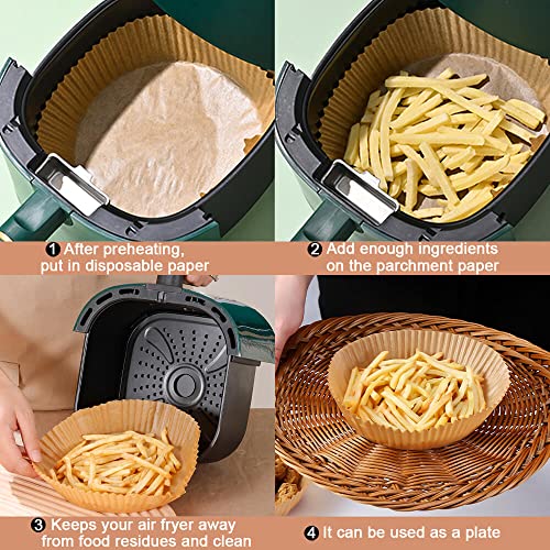 Image of 100 PCS Air Fryer Disposable Paper Liner - Round Natural Parchment for Baking, Roasting, Microwave - Non-Stick, Oil-Proof, Food Grade (6.5 Inch)
