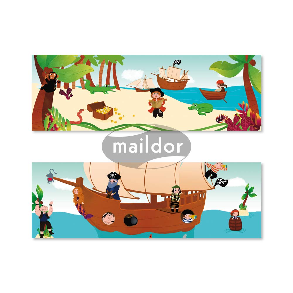 Maildor 566403O, Valisette Stick'story, 2 DECORS 42x14 cm + 4 sheets of repositionable STICKERS, PIRATES (91 stickers) - Image 3