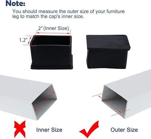Miniatura 3 de uxcell Tapas rectangulares de goma para patas de silla, almohadilla de extremo, cubierta de pies para muebles, protector de suelo deslizante de