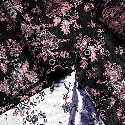 Yourties HCY-9008-XL Mens Silk Dress Shirt Regular Fit Men'S Floral Printed Button Down Shirt Long Sleeve Wedding Party Pink X-Large thumb #6