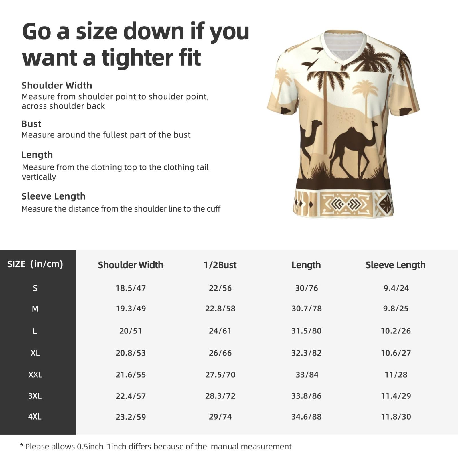 Stylish Athletic Sports Jersey Desert-Palm-Trees-Camels Men's Rugby Jersey 4X-Large