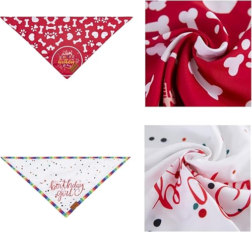 Miniatura 6 de Bandanas para perro niña, para cumpleaños, hermana mayor, bufanda de perro de doble capa, bufanda de tela para mascotas, duradera (nacimiento, XL)