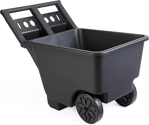 Mighty Tuff Carrito de patio, carrito de gran capacidad con ruedas resistente, 4.5 pies cúbicos, capacidad de 200 libras, color negro