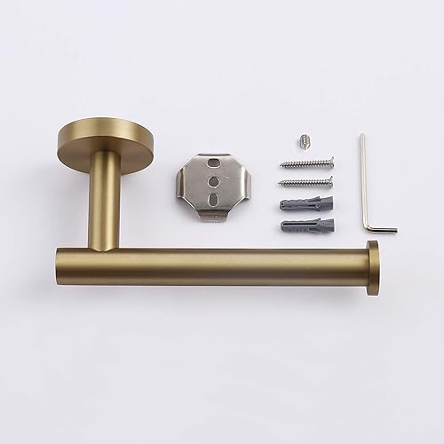 Miniatura 7 de TASTOS Portarrollos de papel higiénico dorado cepillado SUS304 de acero inoxidable, moderno soporte redondo para rollos de papel higiénico, soporte