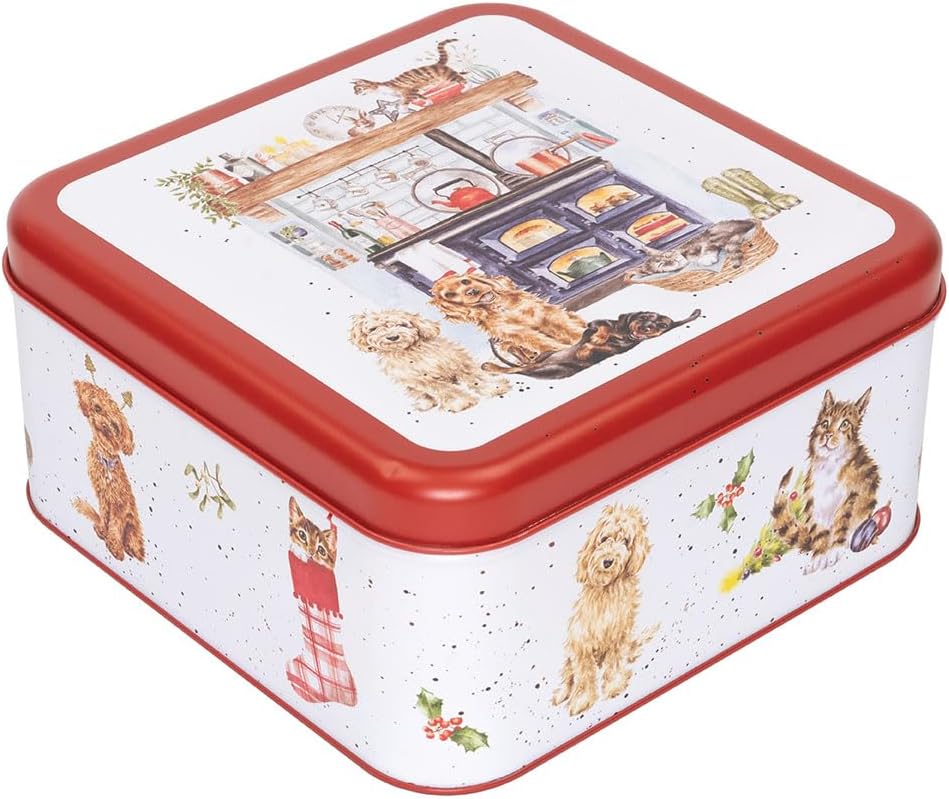 Wrendale Designs - Country Kitchen' Dog and Cat Christmas Square Tin