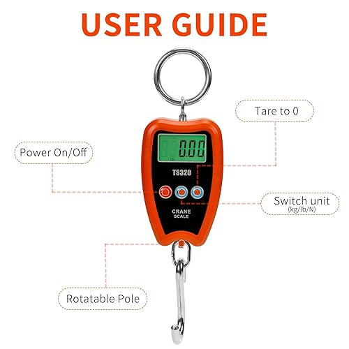 Miniatura 10 de Báscula digital de grúa de 661.4 lbs660 libras, 440.9 lbs440 libras con mini báscula colgante LED de mano para garaje, granja, caza, pesca, etc.