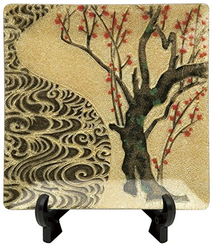 彩光舎 七宝焼き 44 紅梅 飾り皿 002-13