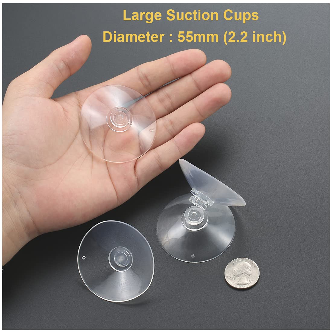Yhenlovtt Runde Saugnäpfe, 55 Mm/50 Mm, PVC, Robust, Für Küche Und Badezimmer, Wandhaken, Transparent, Extra Stark, 4/10 Stück (10 Stück 5 Cm