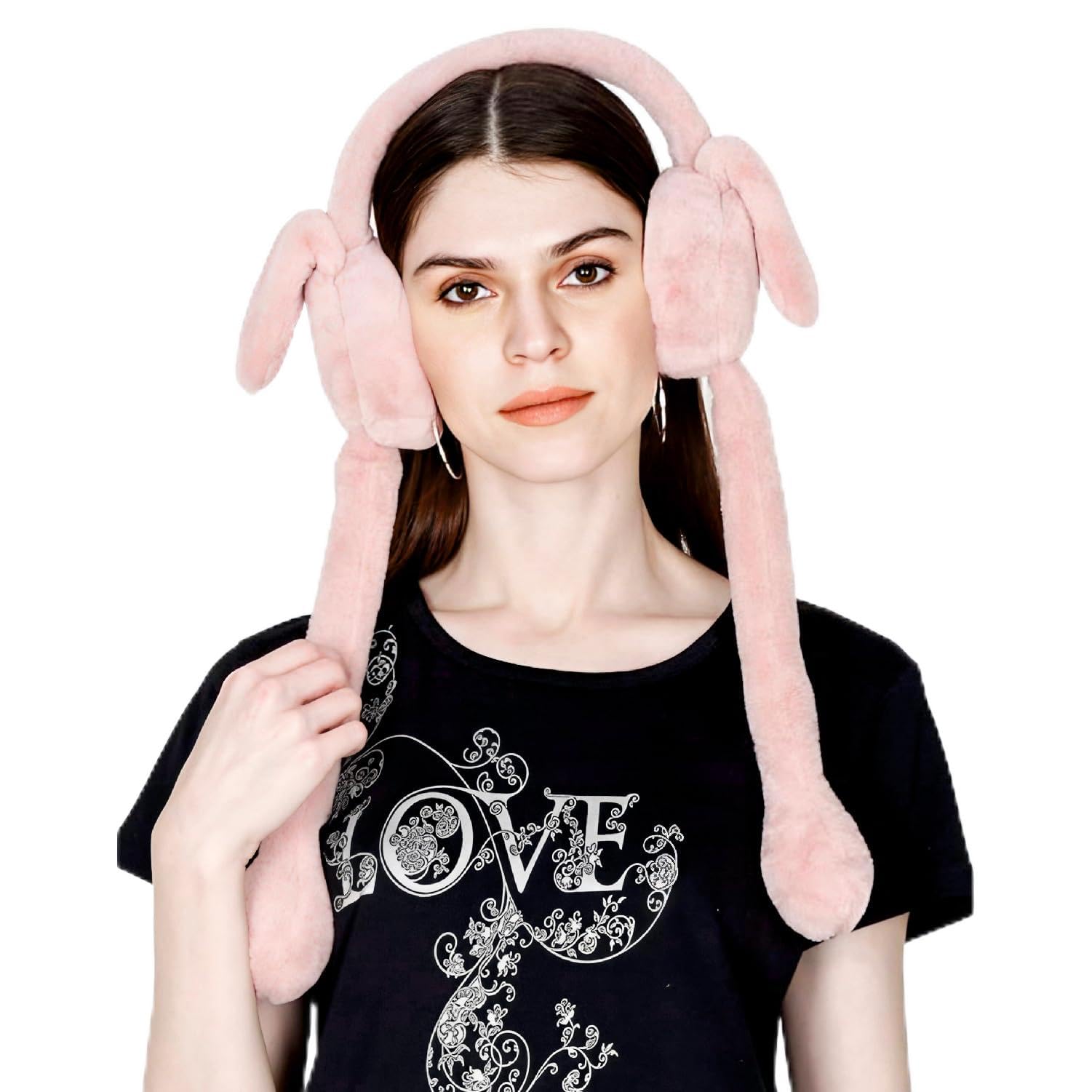 Cute Moving Bunny Ear Headband with Jumping Ears & Chu-Chu Sound, Soft Plush Rabbit Earmuffs for Kids Girls Teens & Women, Warm Winter Ear Cover for Outdoor Play, Parties & Gifting