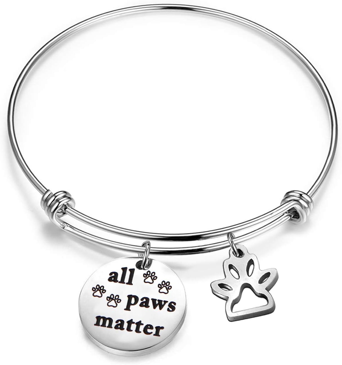 bobauna All Paws Matter Paw Print Charm Bracelet Pet Rescue Gift for Dog Cat Animal Lovers (all paws matter)