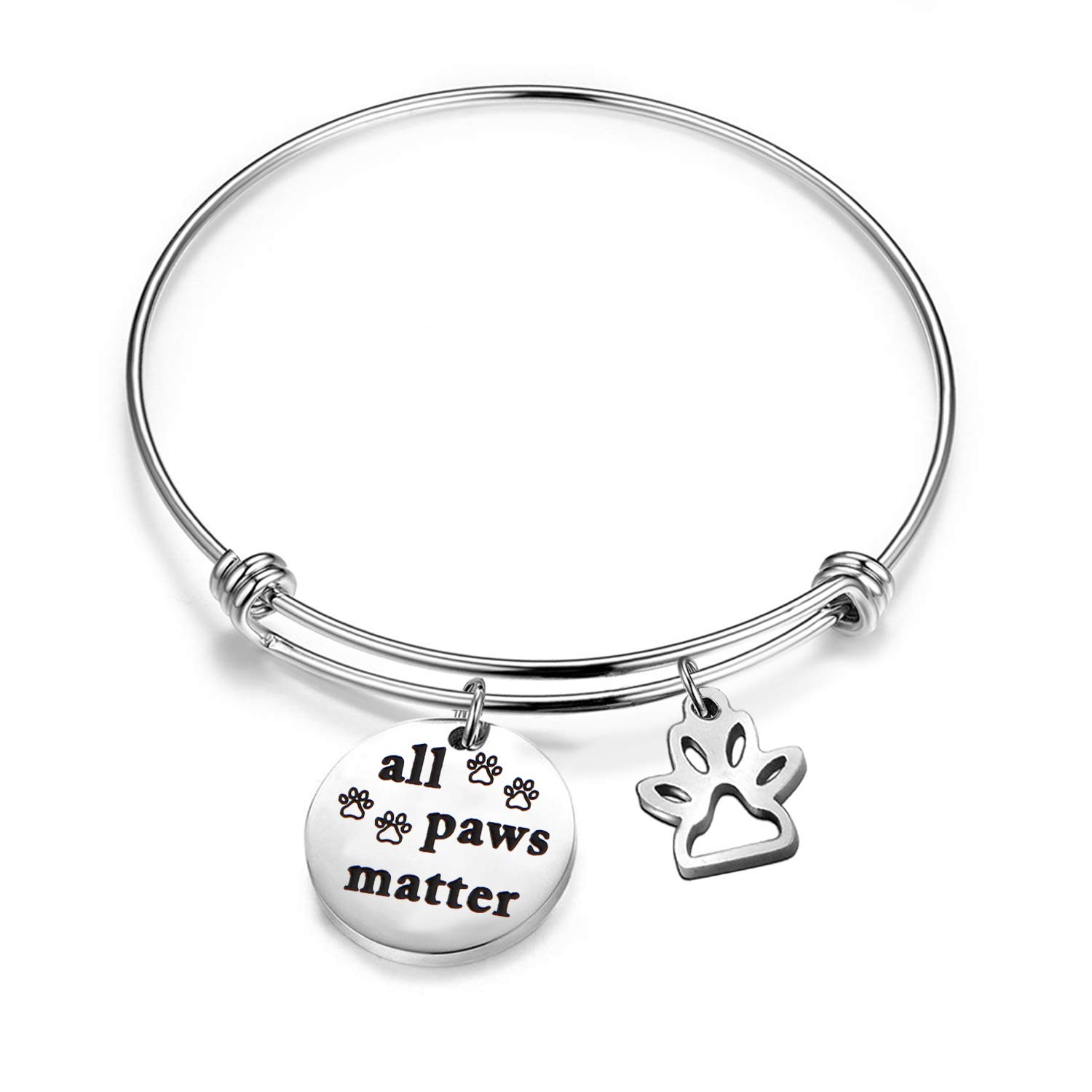 bobauna All Paws Matter Paw Print Charm Bracelet Pet Rescue Gift for Dog Cat Animal Lovers (all paws matter)