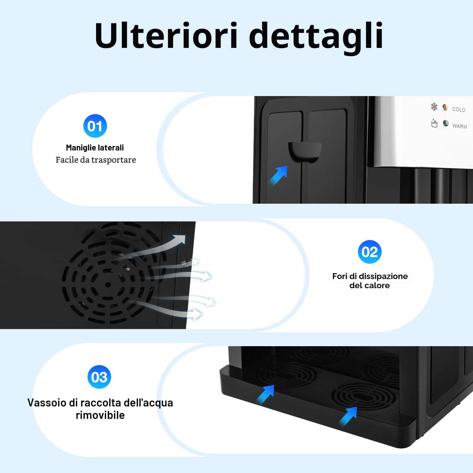 Distributore di acqua refrigeratore d'acqua per ufficio 575W Macchina per bere elettrica calda e fredda per 4,5-18,9 l di acqua in un secchio